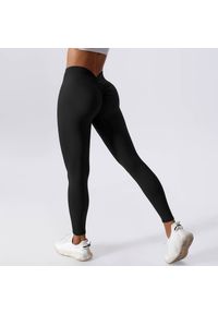 Intica - Legginsy z drapowaniem na trening i co dzień Ingedore. Kolor: czarny. Materiał: materiał, skóra. Wzór: gładki. Sport: fitness