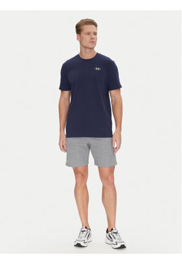 Under Armour T-Shirt Ua Hw Lc Patch Ss 1382902 Granatowy Loose Fit. Kolor: niebieski. Materiał: syntetyk, bawełna