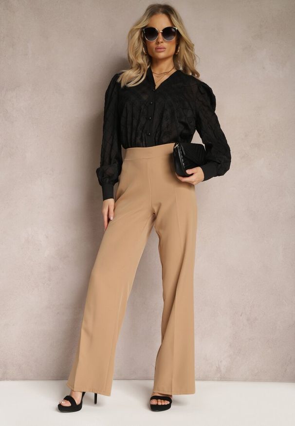 Renee - Czarna Koszula Transparentna z Bufiastymi Rękawami Paiama. Okazja: na co dzień. Kolor: czarny. Styl: casual