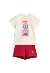 Zestaw Adidas Marvel Spider-Man T-Shirt. Okazja: na uczelnię. Kolor: czerwony, biały, wielokolorowy. Materiał: dresówka. Wzór: motyw z bajki. Styl: sportowy #1