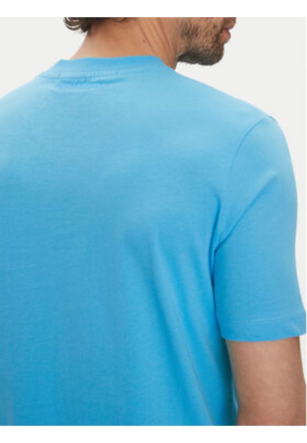 Karl Lagerfeld - KARL LAGERFELD T-Shirt 755710 552224 Niebieski Regular Fit. Typ kołnierza: dekolt w karo. Kolor: niebieski. Materiał: bawełna