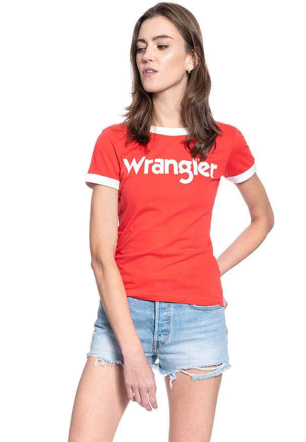 Wrangler - DAMSKI T-SHIRT WRANGLER SS RINGER TEE BITTERSWEET RED W7Z3EVXBO 112132167