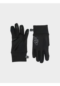 4f - 4F Rękawiczki dzianinowe Touch Screen dziecięce - czarne L/XL. Kolor: czarny. Materiał: dzianina. Wzór: jednolity. Sezon: jesień, zima. Styl: casual