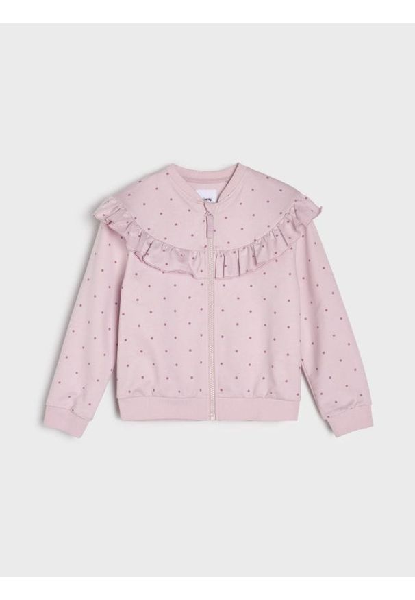 Sinsay - Bluza bomberka z ozdobnymi falbanami - różowy. Kolor: różowy