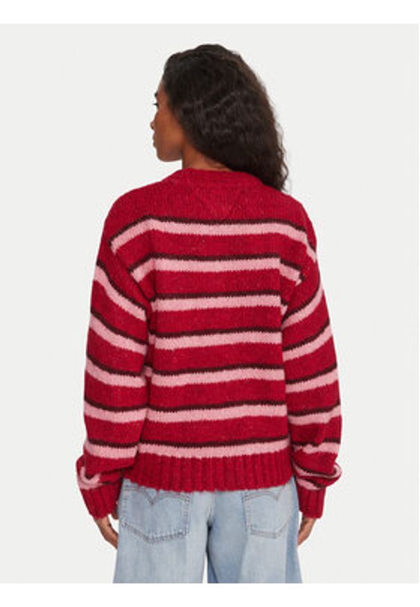 Tommy Jeans Sweter Badge DW0DW21679 Czerwony Relaxed Fit. Kolor: czerwony. Materiał: syntetyk