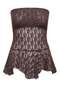 only - ONLY Top Aya 15375823 Brązowy ciemny Slim Fit. Kolor: brązowy. Materiał: syntetyk #5