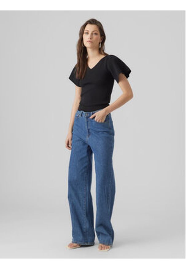 Vero Moda Bluzka Ginny 10278323 Czarny Slim Fit. Kolor: czarny. Materiał: syntetyk