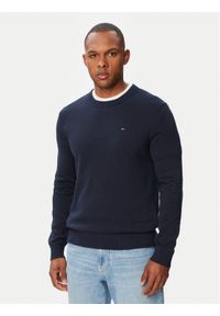 Tommy Jeans Sweter Essential DM0DM22853 Granatowy Slim Fit. Kolor: niebieski. Materiał: bawełna #1