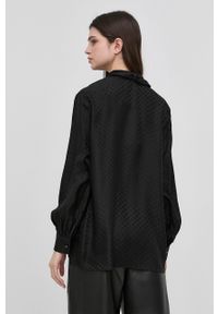 Karl Lagerfeld koszula jedwabna 220W1604 damska kolor czarny relaxed z wiązanym dekoltem. Kolor: czarny. Materiał: jedwab #2