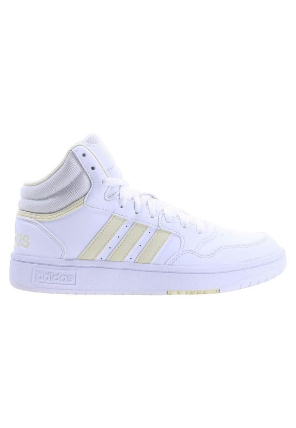 Adidas - Buty adidas Hoops 3.0 Mid Białe Damskie. Okazja: na co dzień. Kolor: biały. Materiał: skóra, syntetyk
