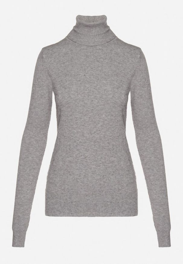 Born2be - Szary Golf Sweter z Wiskozą i Kaszmirem Zailaya. Okazja: na co dzień. Typ kołnierza: golf. Kolor: szary. Materiał: kaszmir, wiskoza. Styl: casual