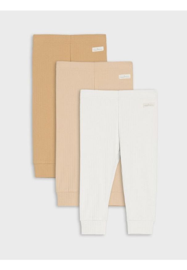 Sinsay - Legginsy z prążkowanej dzianiny 3 pack - kremowy. Kolor: kremowy. Materiał: dzianina, prążkowany