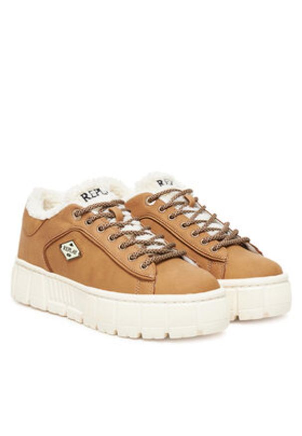 Replay - REPLAY Sneakersy GWZ7G .000.C0002S Beżowy. Kolor: beżowy. Materiał: skóra