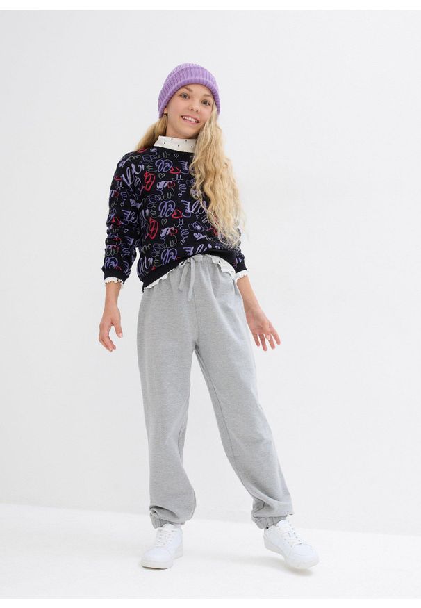 bonprix - Spodnie dresowe z czystej bawełny organicznej (2 szt.). Kolor: czarny. Materiał: dresówka, bawełna