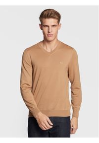 BOSS - Sweter Boss. Kolor: brązowy. Materiał: wełna #1
