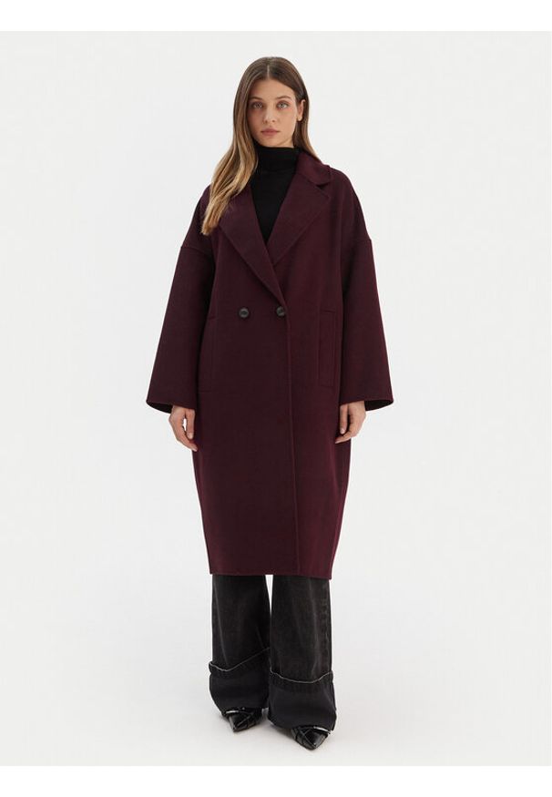 ViCOLO Płaszcz wełniany TF0003 Bordowy Regular Fit. Kolor: czerwony. Materiał: syntetyk