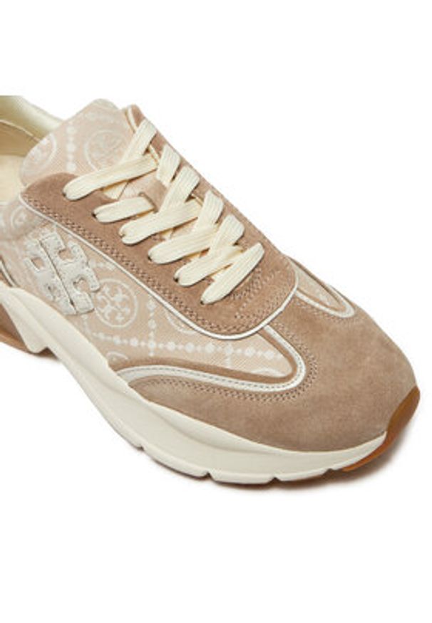 Tory Burch Sneakersy 158662 Beżowy. Kolor: beżowy. Materiał: zamsz, skóra