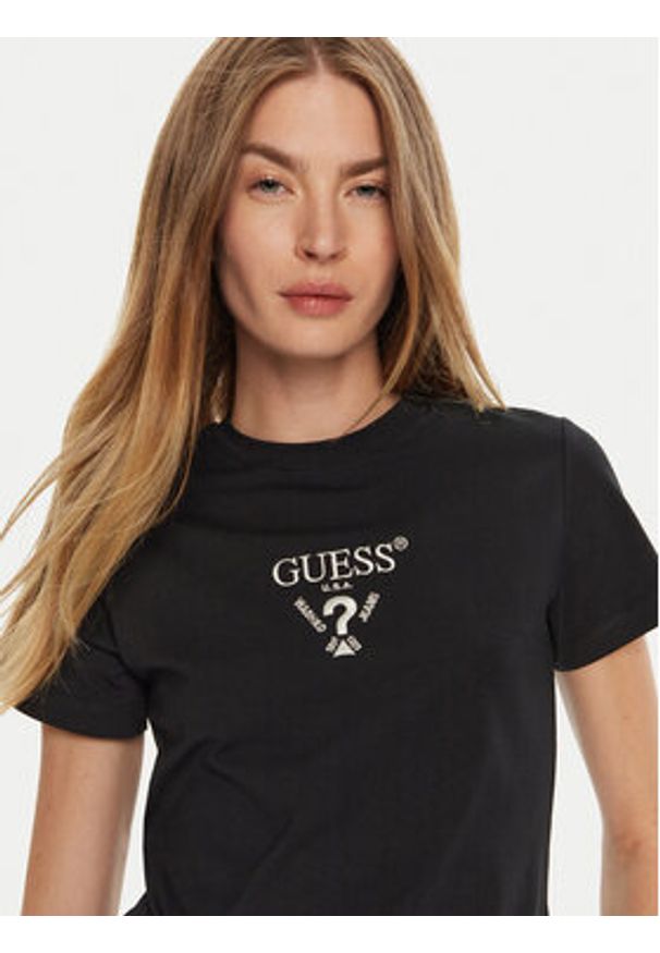 Guess T-Shirt Colette V4YI21 KCDH1 Czarny Regular Fit. Kolor: czarny. Materiał: bawełna