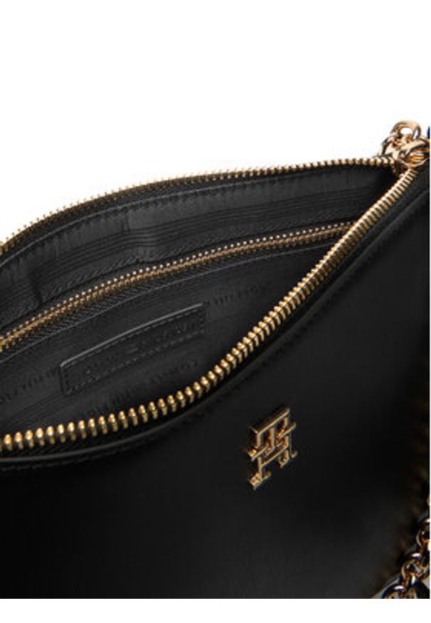 TOMMY HILFIGER - Tommy Hilfiger Torebka Th Glam Conv Med Crossover AW0AW18143 Czarny. Kolor: czarny. Materiał: skórzane