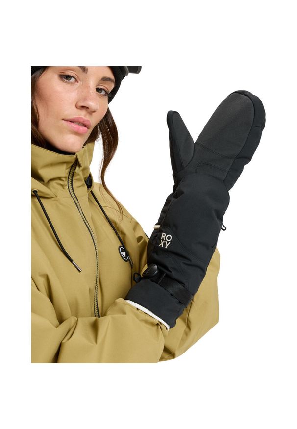 Roxy - Techniczne rękawice śnieżne damskie ROXY JETTY SOLID. Kolor: czarny. Sezon: zima. Sport: narciarstwo