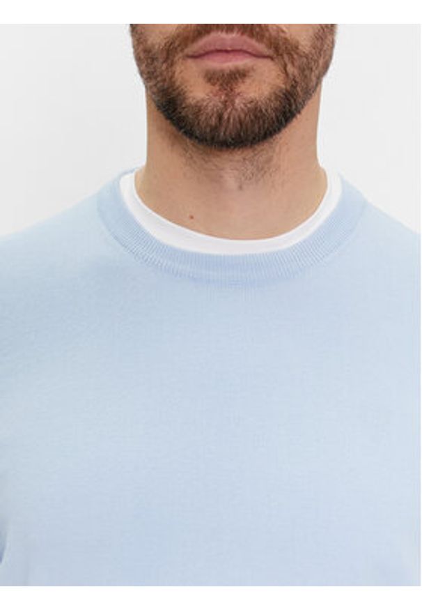 United Colors of Benetton - United Colors Of Benetton Sweter 1098U1I76 Błękitny Regular Fit. Kolor: niebieski. Materiał: bawełna