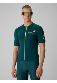 4f - 4F Koszulka kolarska męska - zielona M. Kolor: zielony. Materiał: dzianina, skóra, materiał, włókno. Długość: długie. Sport: kolarstwo #1