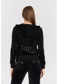 Juicy Couture - JUICY COUTURE Damska czarna bluza Robertson Jewelled Velour Hoodie, Rozmiar L. Okazja: na co dzień. Kolor: czarny. Materiał: welur. Styl: casual, elegancki #4