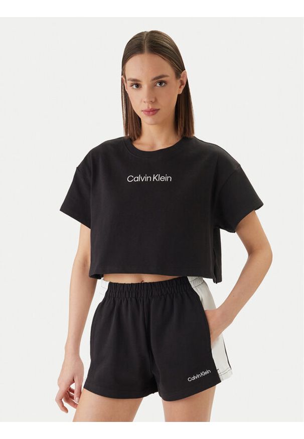 Calvin Klein Swimwear T-Shirt LV00Q61201 Czarny Relaxed Fit. Kolor: czarny. Materiał: bawełna