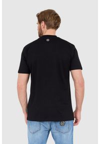 Philipp Plein - PHILIPP PLEIN Czarny t-shirt zdobiony dżetami z czaszką i logo. Kolor: czarny. Wzór: aplikacja #6