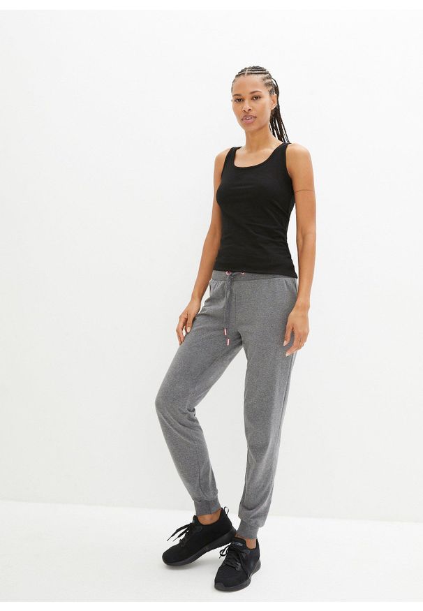bonprix - Spodnie sportowe ze ściągaczem. Kolor: szary. Materiał: materiał. Styl: sportowy