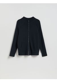 Reserved - Rozpinany sweter z wiskozą - granatowy. Kolor: niebieski. Materiał: wiskoza #1