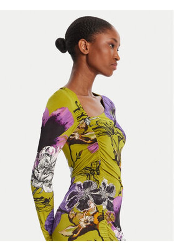 Desigual Sukienka codzienna Neckline Lacroix 25WWVK37 Zielony Slim Fit. Okazja: na co dzień. Kolor: zielony. Materiał: wiskoza. Typ sukienki: proste. Styl: casual