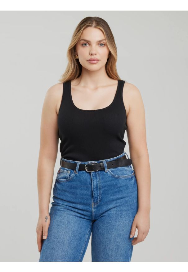 Big-Star - Koszulka damska na ramiączkach czarna Alena 906. Kolor: czarny. Materiał: elastan, skóra, bawełna. Długość rękawa: na ramiączkach. Styl: elegancki, sportowy, klasyczny