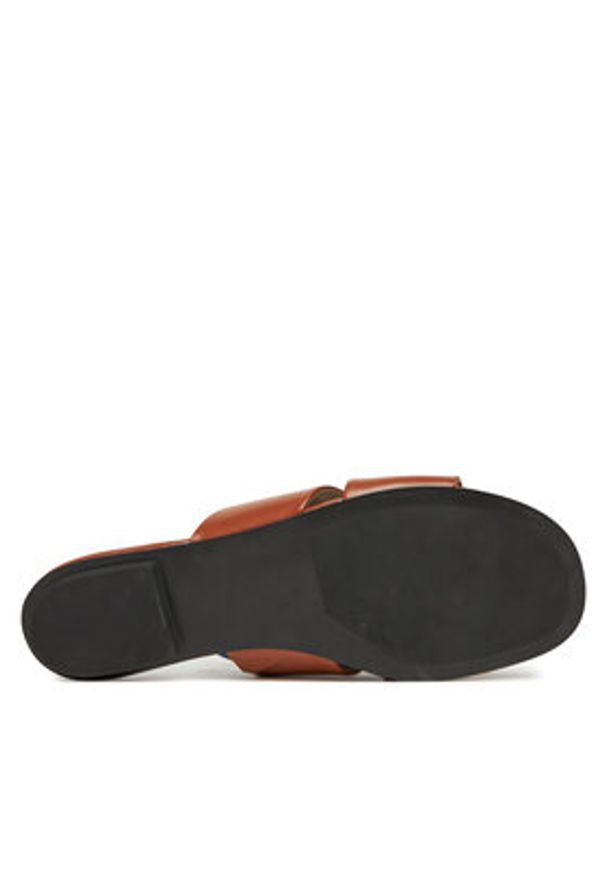 Calvin Klein Klapki Flat Slide - Lth 2 Straps HW0HW02365 Brązowy. Kolor: brązowy. Materiał: skóra
