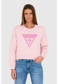 Guess - GUESS Różowa krótka bluza. Kolor: różowy. Długość: krótkie