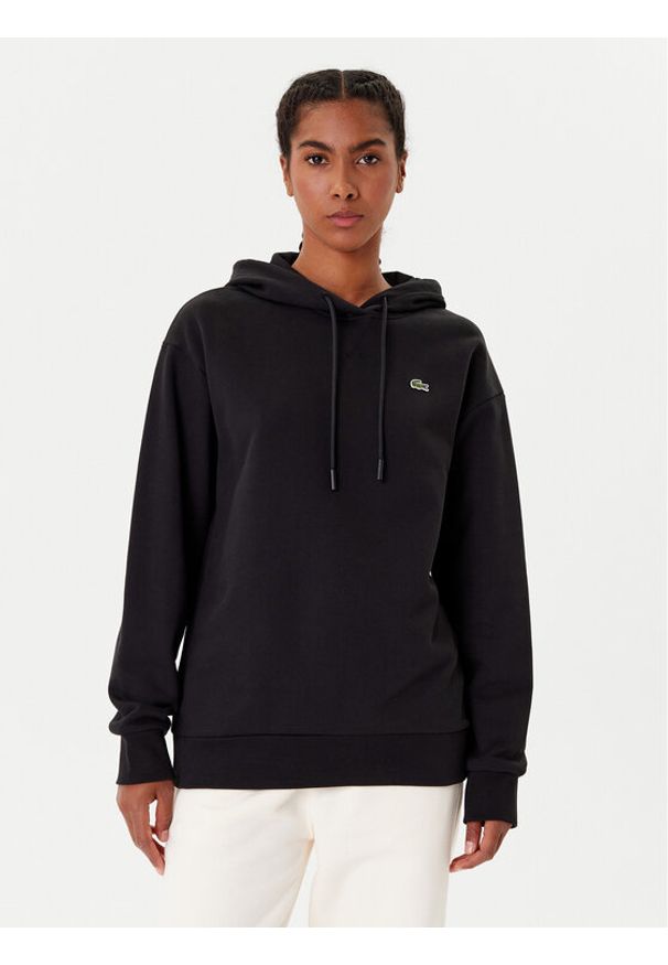 Lacoste Bluza SF7612 Czarny Oversize. Kolor: czarny. Materiał: bawełna