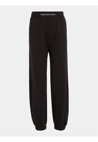Calvin Klein Jeans Spodnie dresowe Intrasia Logo IB0IB02081 Czarny Regular Fit. Kolor: czarny. Materiał: bawełna