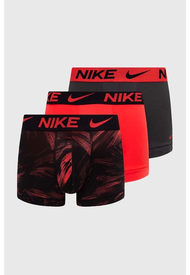 Nike bokserki 3-pack męskie kolor czerwony. Kolor: czerwony. Materiał: tkanina, włókno, skóra