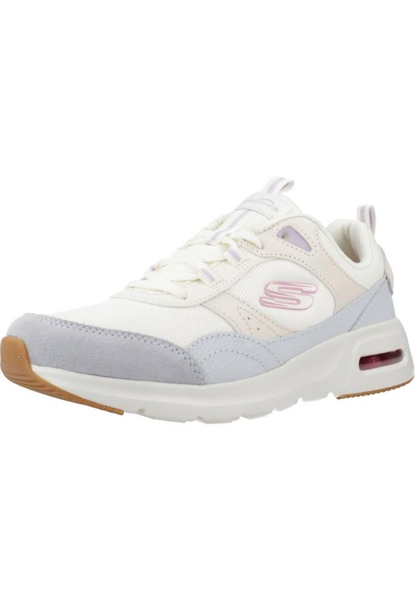 skechers - Tenisówki Skechers Model Skech-air Court Kolor Biały. Okazja: na co dzień. Kolor: wielokolorowy, fioletowy, biały. Materiał: skóra. Model: Skechers Sport. Sport: turystyka piesza