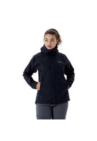 Kurtka przeciwdeszczowa damska Rab Downpour Eco Jacket z kapturem. Typ kołnierza: kaptur. Kolor: czarny. Sport: turystyka piesza #1