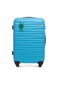 Wittchen - Średnia walizka z zawieszką niebieska. Kolor: niebieski. Materiał: guma. Wzór: kolorowy. Styl: wakacyjny, elegancki