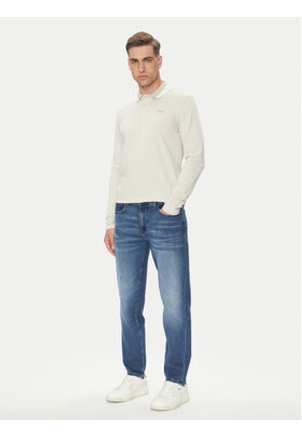 BOSS Polo Peoxfordlong_1 50544845 Beżowy Regular Fit. Typ kołnierza: polo. Kolor: beżowy. Materiał: bawełna