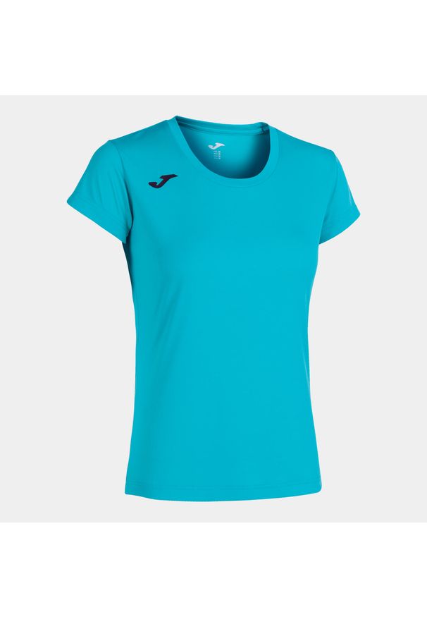 Koszulka do biegania damska Joma Record II z krótkim rękawem. Kolor: wielokolorowy, niebieski, turkusowy, różowy. Materiał: poliester. Długość rękawa: krótki rękaw. Długość: krótkie. Sport: bieganie