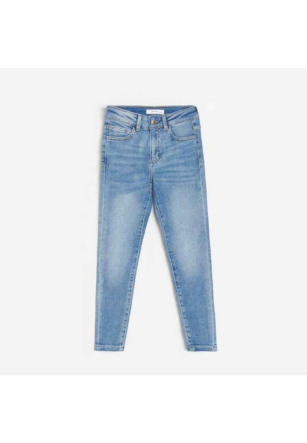 Reserved - Jeansy skinny fit - Granatowy. Kolor: niebieski. Materiał: jeans