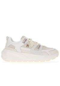 TOMMY HILFIGER - Buty Tommy Hilfiger Chunky Runner FW0FW07674-AEF - beżowe. Kolor: beżowy. Materiał: guma, tkanina, skóra, materiał. Szerokość cholewki: normalna #1