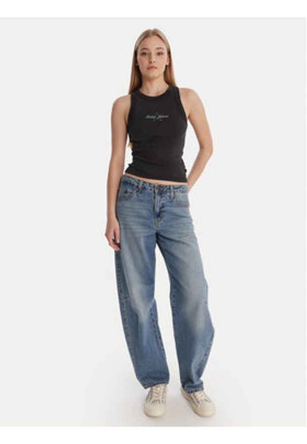 Guess Jeans Top 180345 Czarny Classic Fit. Kolor: czarny. Materiał: bawełna