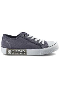Big-Star - Granatowe Trampki Big Star Damskie Modne Obuwie. Okazja: na co dzień, na spacer, na uczelnię. Zapięcie: sznurówki. Kolor: niebieski. Materiał: materiał. Szerokość cholewki: normalna. Styl: casual, sportowy, klasyczny, elegancki #4