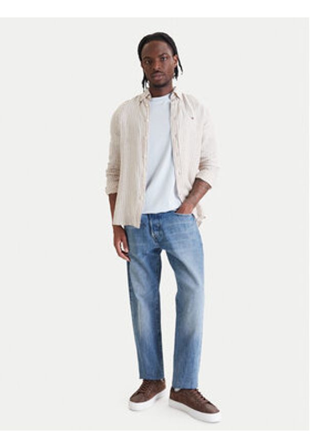 TOMMY HILFIGER - Tommy Hilfiger Koszula Bengal MW0MW42400 Beżowy Regular Fit. Kolor: beżowy. Materiał: len