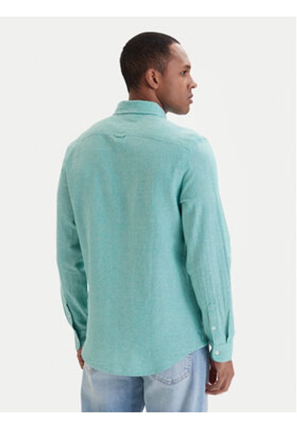 Tommy Jeans Koszula DM0DM22761 Turkusowy Regular Fit. Kolor: turkusowy. Materiał: bawełna, len