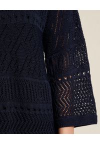 Luisa Spagnoli - LUISA SPAGNOLI - Granatowy ażurowy sweter Canicatti. Kolor: niebieski. Materiał: materiał, wiskoza. Wzór: ażurowy #2